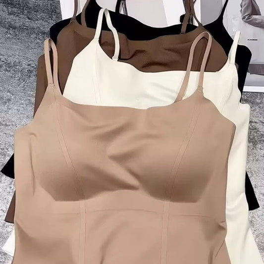 Women's Seamless Stitching Design Fashionable Integrated Camisole With Chest Pad Tanks Camis