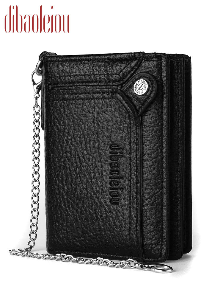 Men's Chain Retro Driving License Zipper Men's Wallets