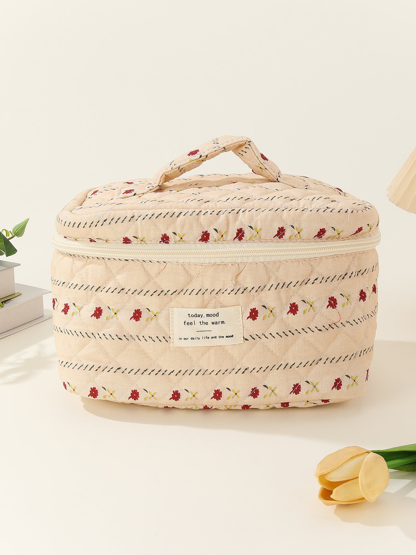 Floral Storage Carrying Quilted Cotton Cute Cosmetic Bags