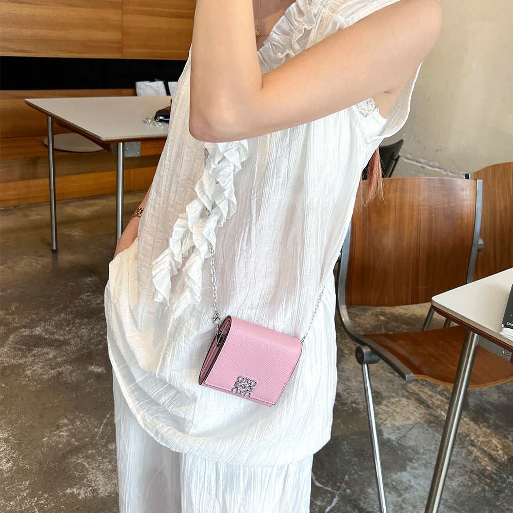 Women's Leather Chain Fashion Cattlehide Palm Print Ladies Wallet
