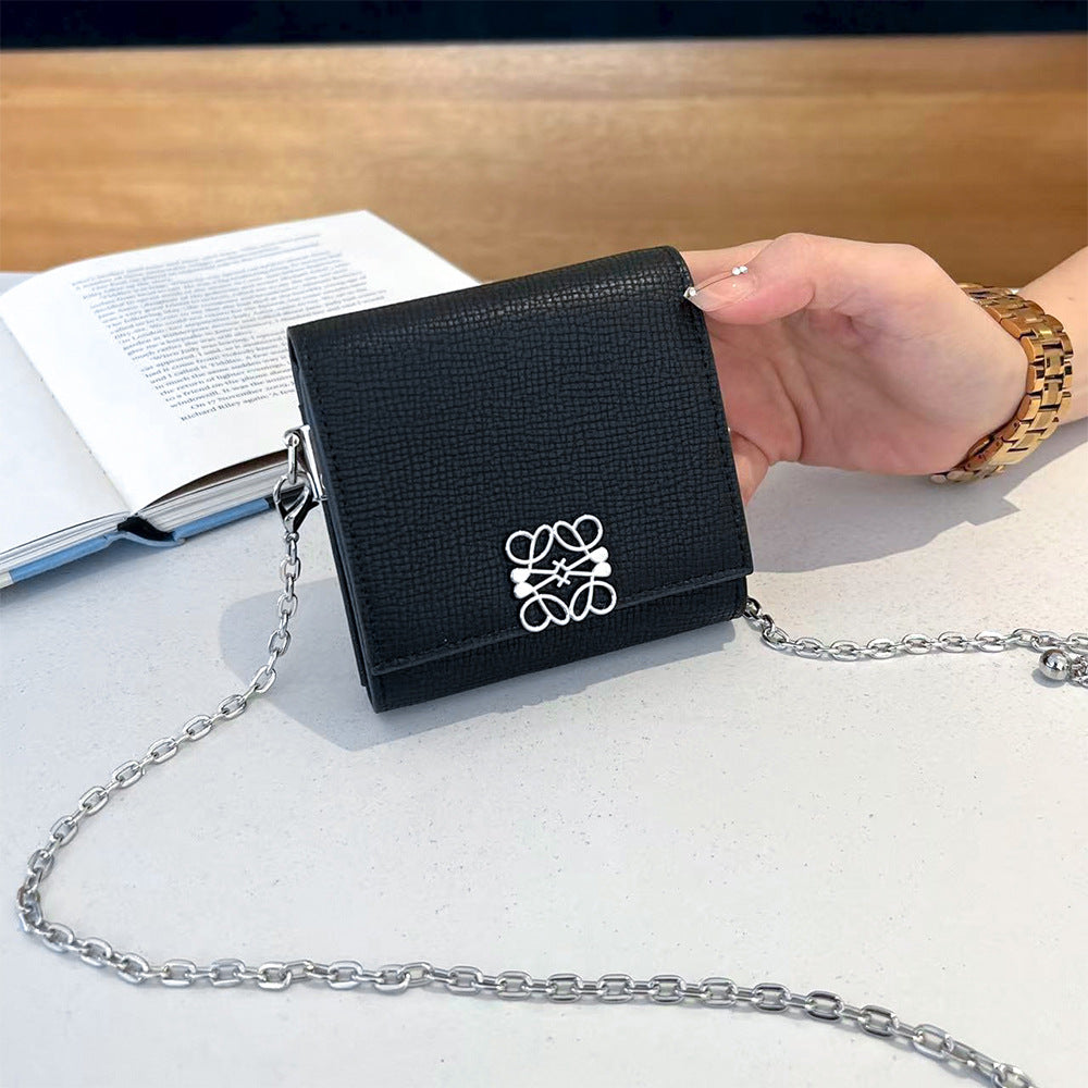Women's Leather Chain Fashion Cattlehide Palm Print Ladies Wallet
