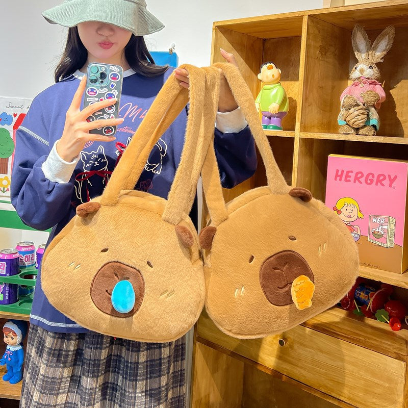 Plush Ugly Cute Capybara Large Capacity Bags