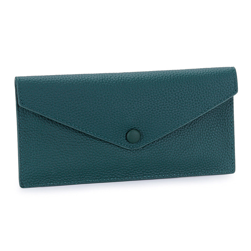Women's First Layer Cowhide Long Leather Large Ladies Wallet