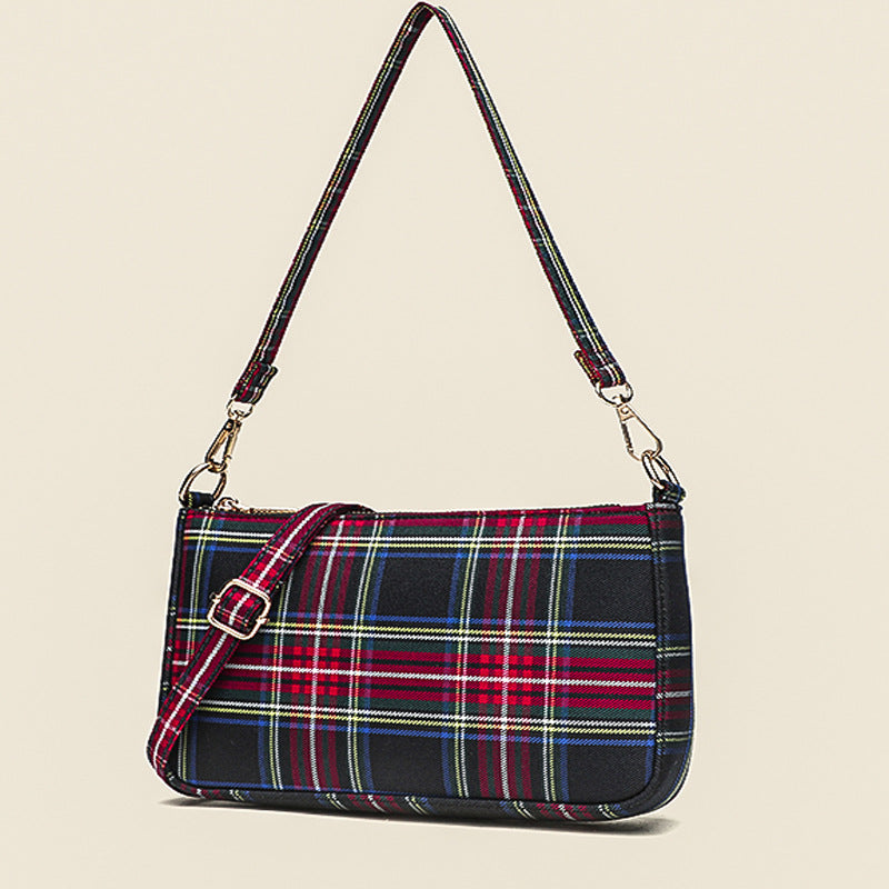 Women's Handmade Retro Red Plaid French Stick Handbags