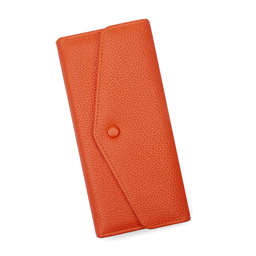 Lychee Pattern Clutch Two Fold Large Ladies Wallet