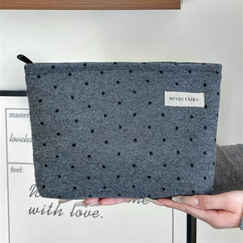 Polka Dot Black Sweet Storage Hand Portable Makeup Bag