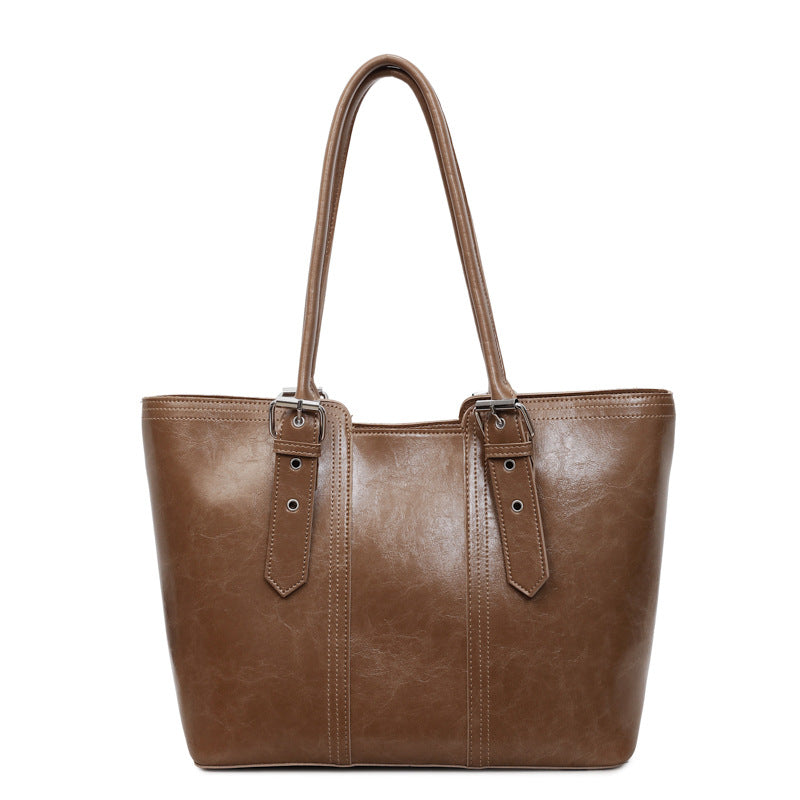Women's Large Capacity Commuter Fashionable Stitching Minority Tote Bags