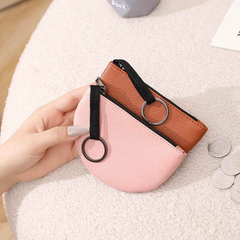 Lychee Pattern Solid Color Semicircle Soft Coin Purses
