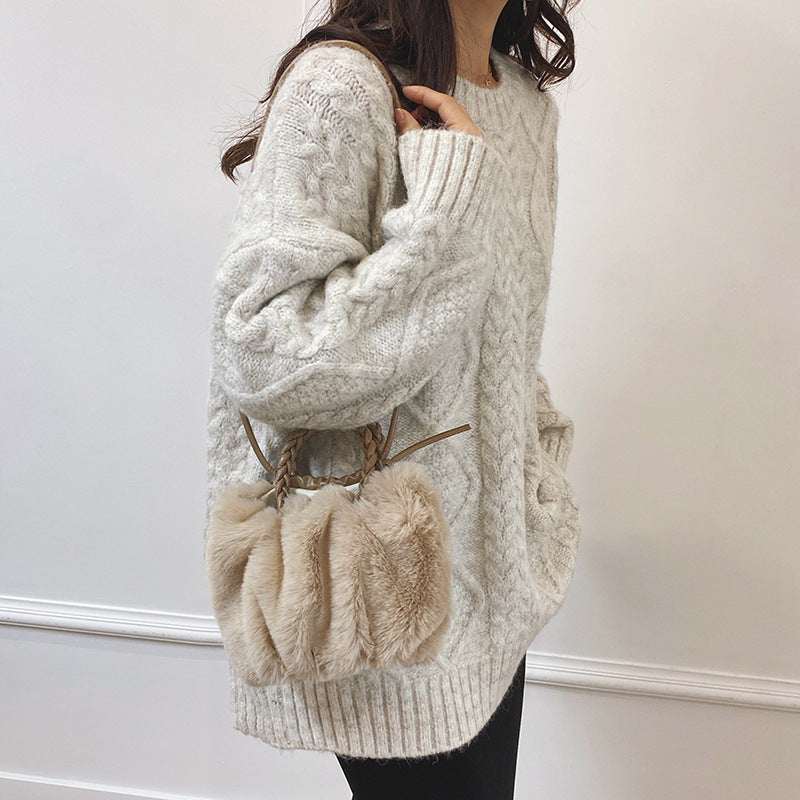 Plush Fashion Portable Fur Cloud Sense Bags
