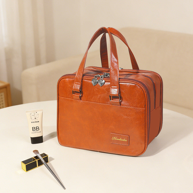 Portable Waterproof Wash Large Capacity Fashion Retro Makeup Bag
