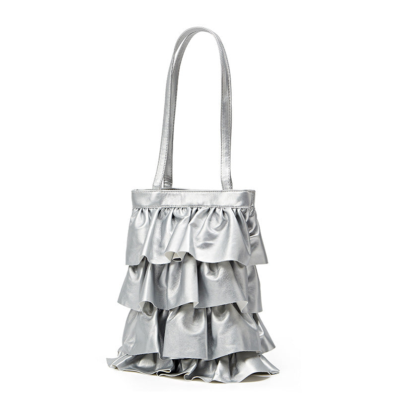 Pleated Ruffled High-grade Niche Lace Fashion Large Capacity Women's Shoulder Bag