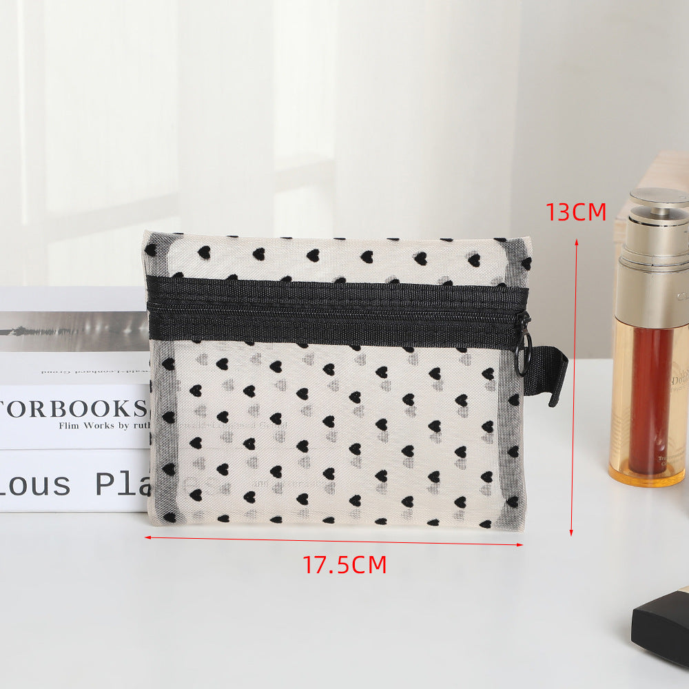 Women's Mesh Style Super Hot Portable Love Makeup Bag