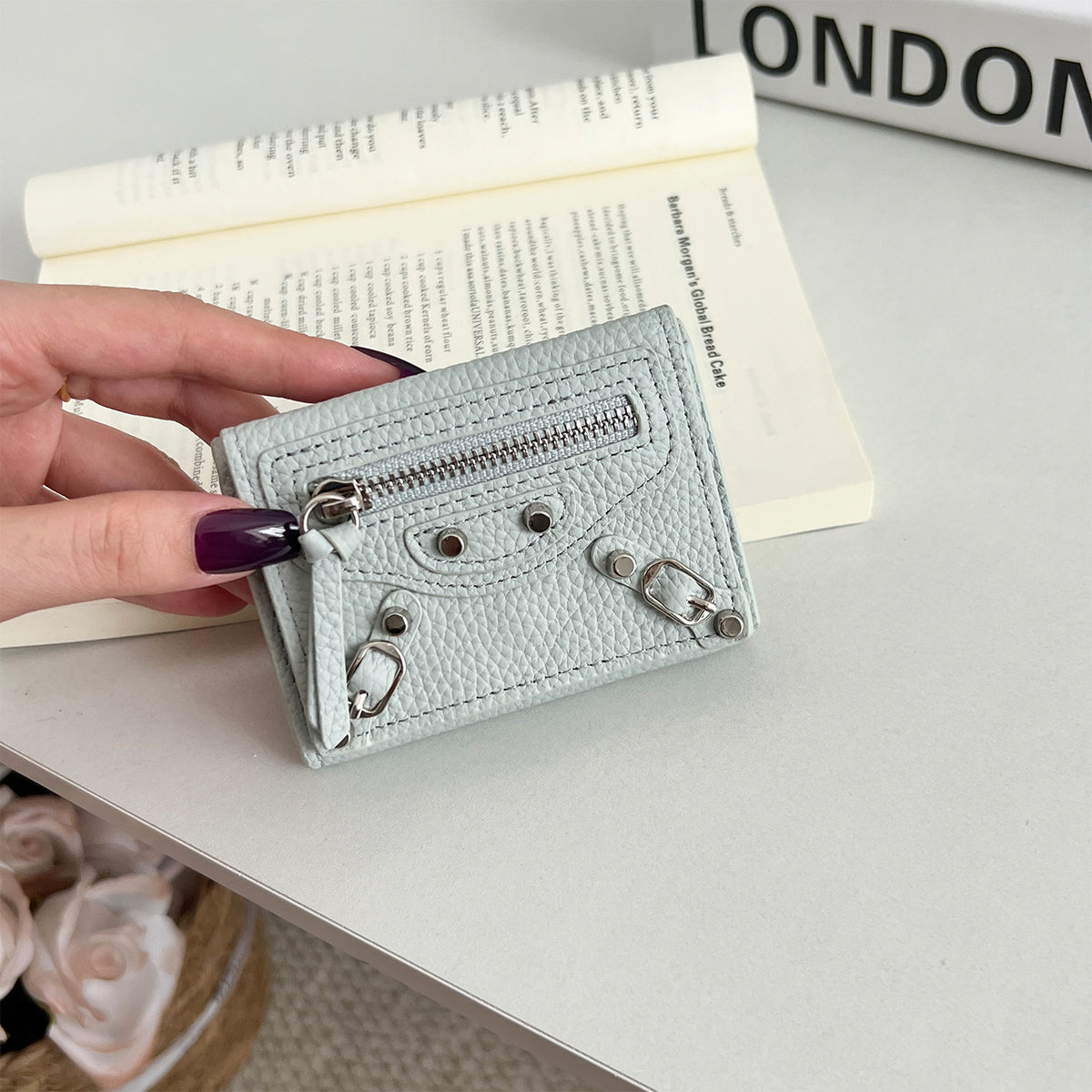 Women's Genuine Leather Short Full Compact Mini Fashion Motorcycle Ladies Wallet