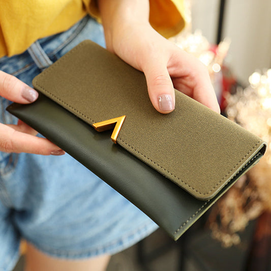 Women's Long Clutch Solid Color Simple Zipper Ladies Wallets