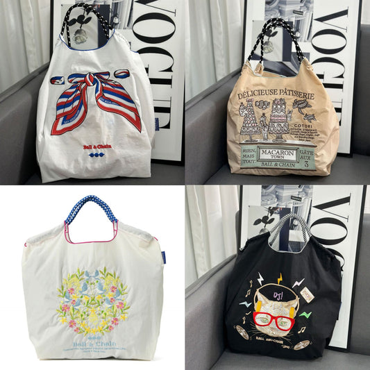 Macaron Embroidered Shopping Niche Nylon Cloth Handbags