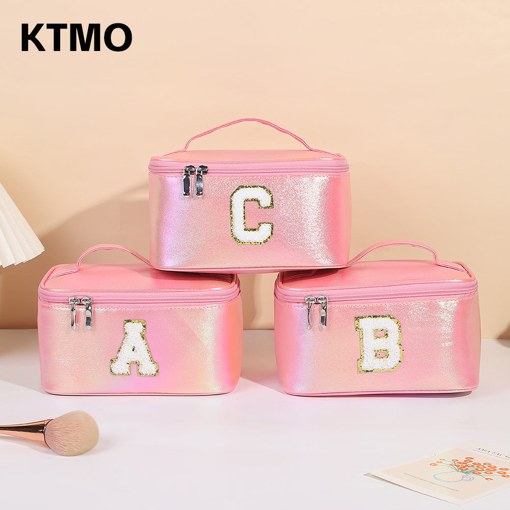 Women's Embroidered Lettered Make-up Three-dimensional Large Capacity Storage Portable Makeup Bag