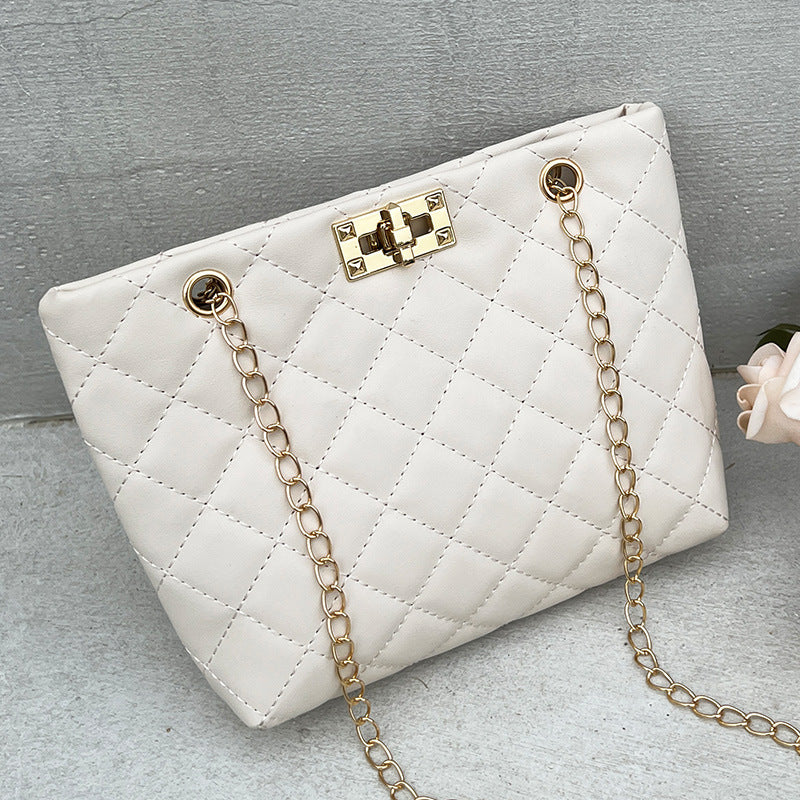 Women's Fashion Trend Rhombus Metal Chain Women's Shoulder Bag