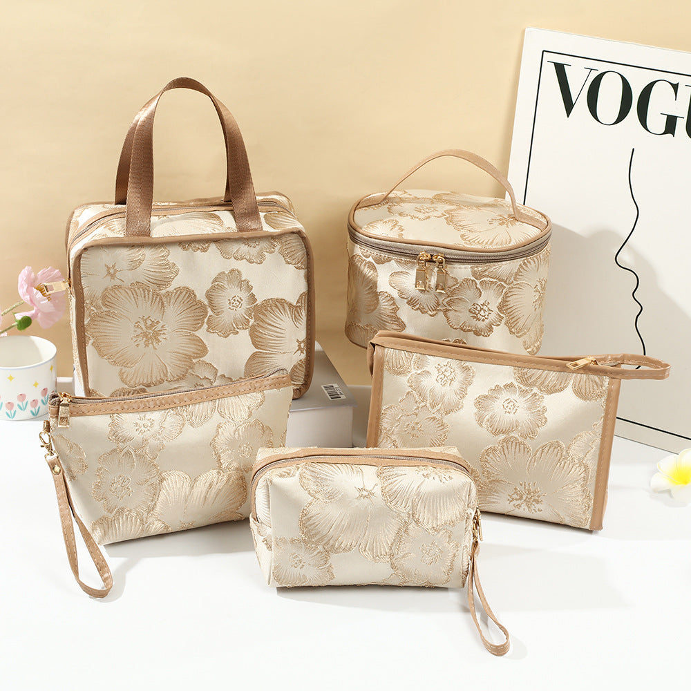 Vintage Flower Fashion Clutch Large Capacity Portable Makeup Bag