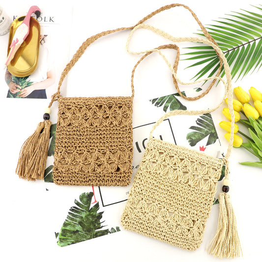 Style Weaving Hollow One Tassel Beach Crossbody Bags