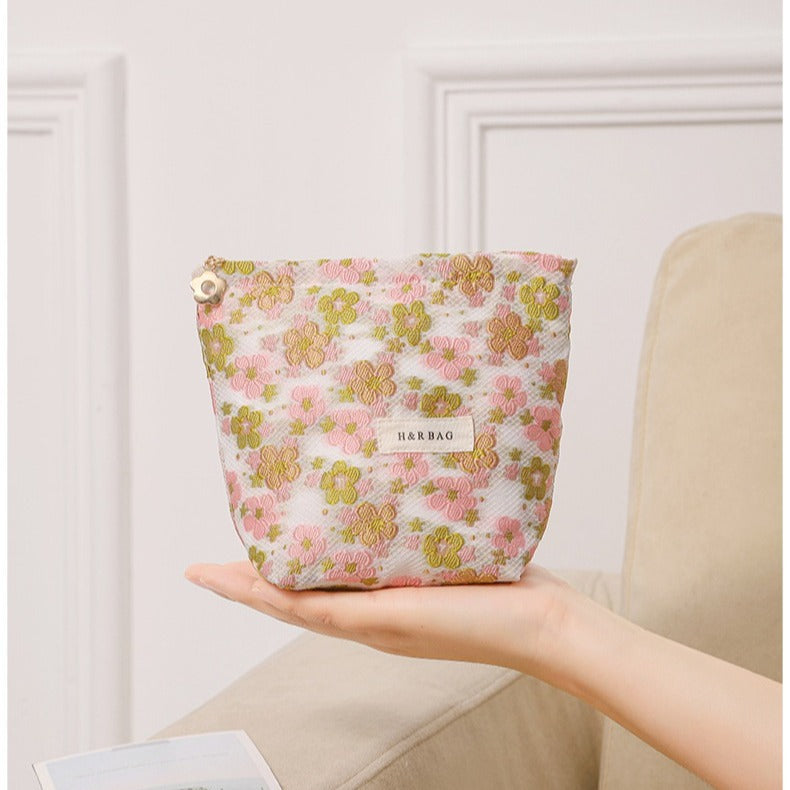 Casual Fresh Yarn-dyed Large Capacity Buggy Cosmetic Bags