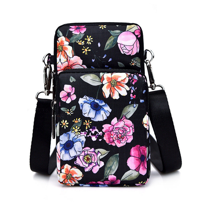 Korean Style Printed Nylon Mini Mobile Purses