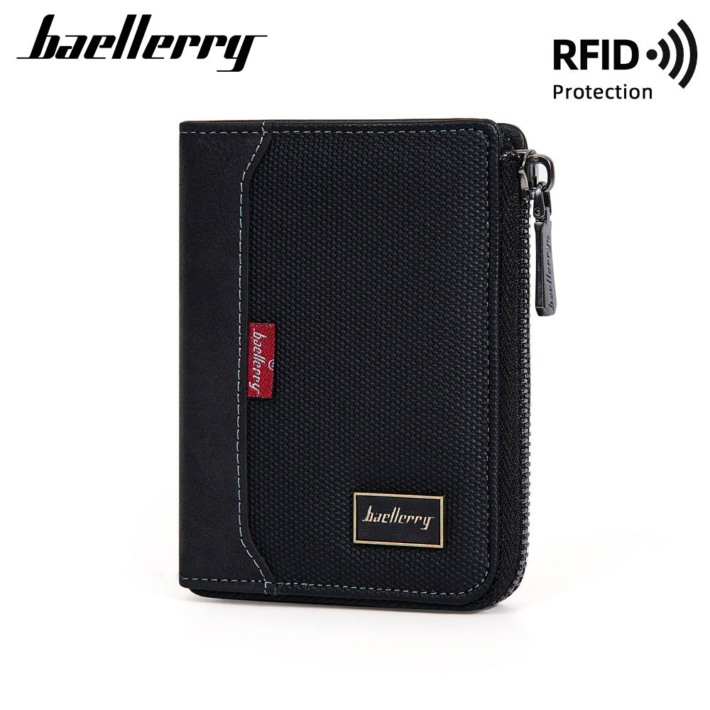 Glamorous Men's Multiple Slots Vertical Zipper Men's Wallet