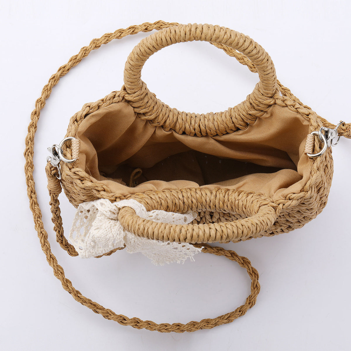 Women's Fashion Handmade Woven Lace Bow Summer Vacation Women's Messenger Bag