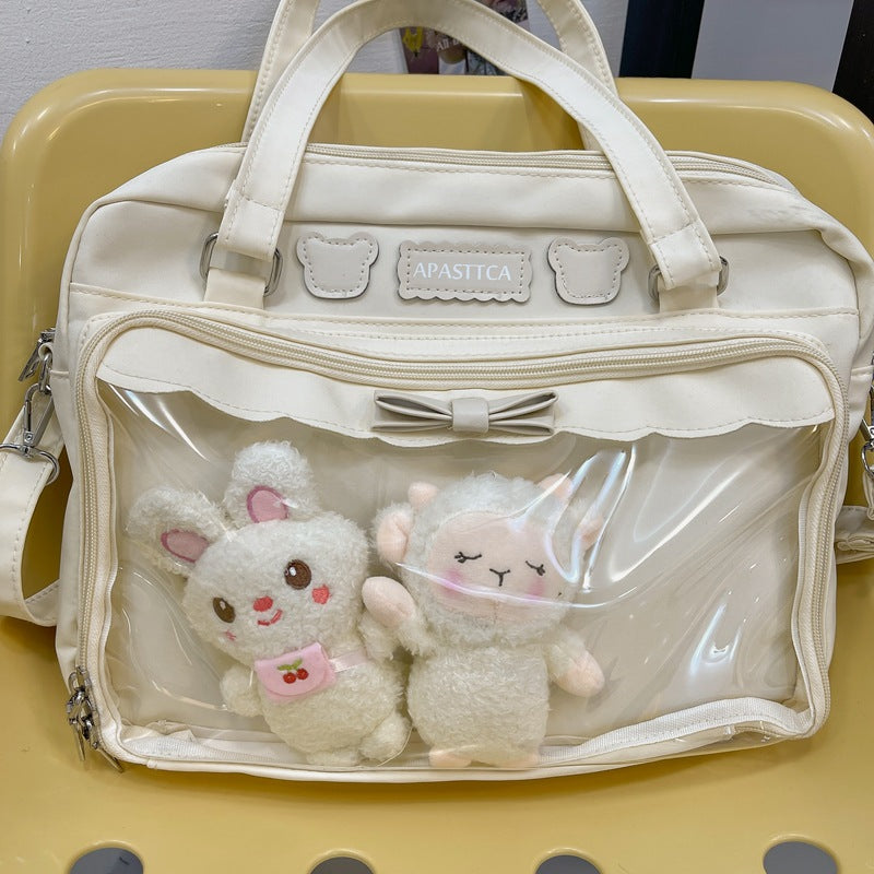 Portable Soft Uniform Cute Bow Transparent Crossbody Bags