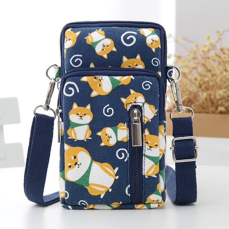 Women's Style Mobile Canvas Large Screen Vertical Phone Bags