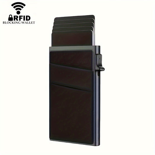 Double Bevel Back Sticker Swiping Aluminum Alloy Bank Card Holder