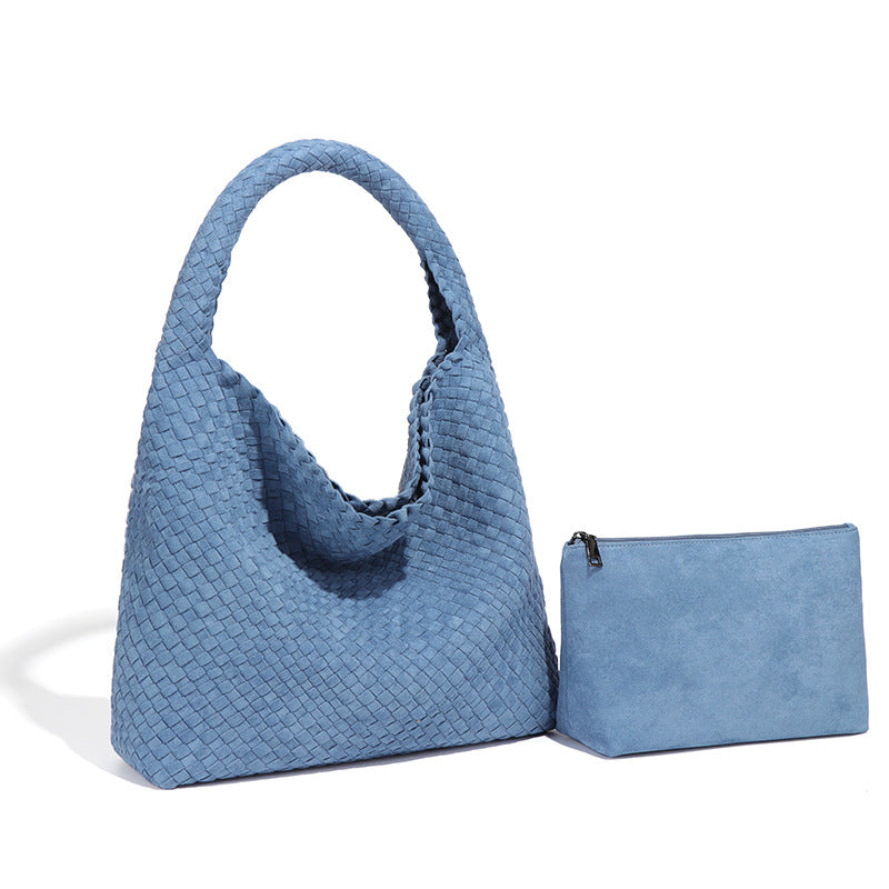 Women's Handmade Woven Idle Style Single Underarm Bucket Bags