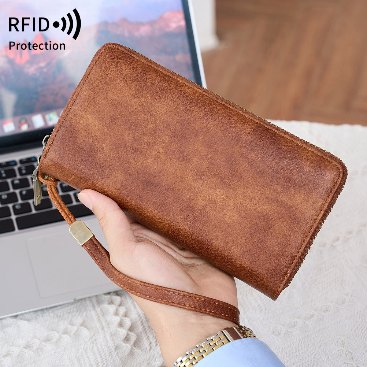 Women's & Men's Long Fashion Double Zipper Vintage Business Ladies Wallet