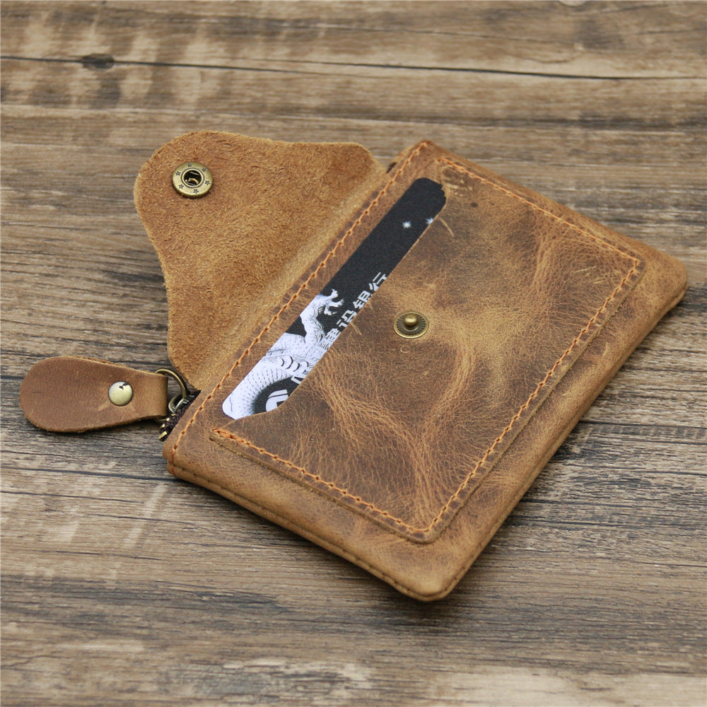 Genuine Leather Cowhide Crazy Horse Brown Card Holder