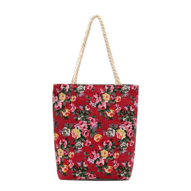 Women's Printed Canvas Floral Cloth Ethnic Style Women's Shoulder Bag