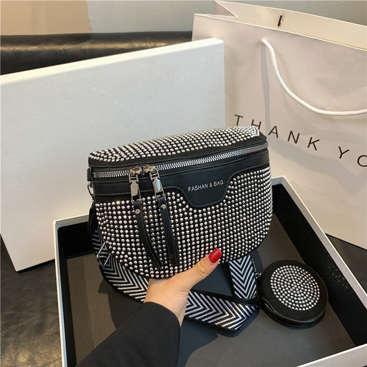 Women's Stylish Simple Rhinestone Fashion Early Autumn Shoulder Bags