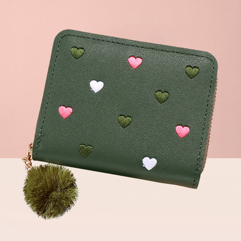 Zipper Short Exquisite Love Cute Heart Ladies Wallet