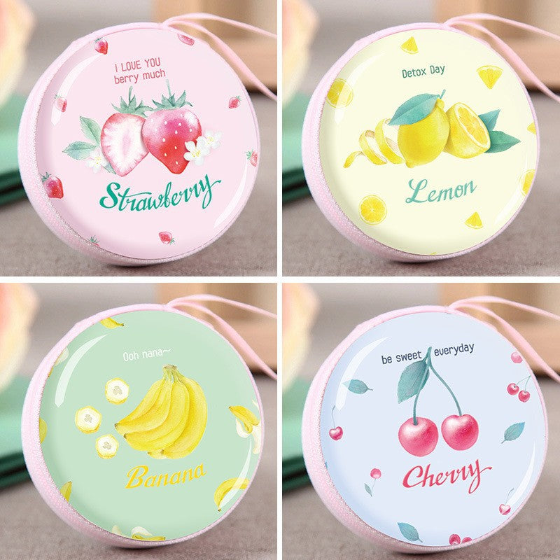Christmas Round Zipper Cartoon Storage Earphone Coin Purses
