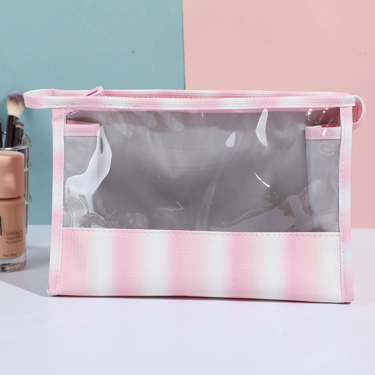 Transparent Striped Rainbow Portable Storage Wash Bags
