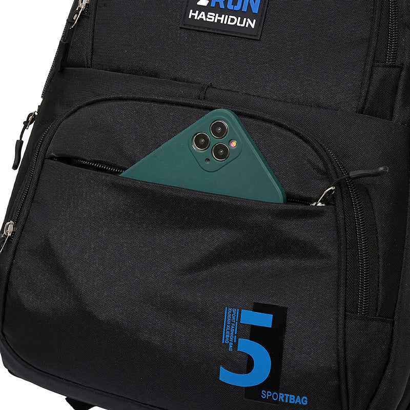 Simple Black College Nylon Waterproof Large Backpacks