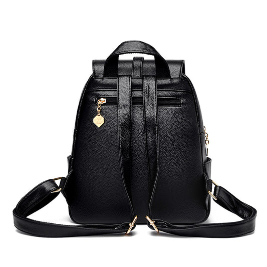 Simple Soft Leather Large Capacity Double Backpacks