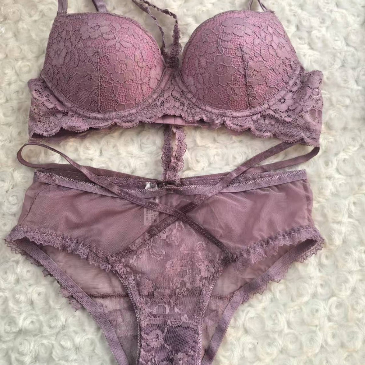 French Underwear Sexy Lace Halter Thin Belt Steel Ring Lingerie Sets