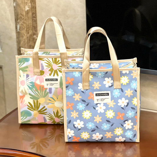 Floral Large Capacity Portable Wash Lunch Box Bags