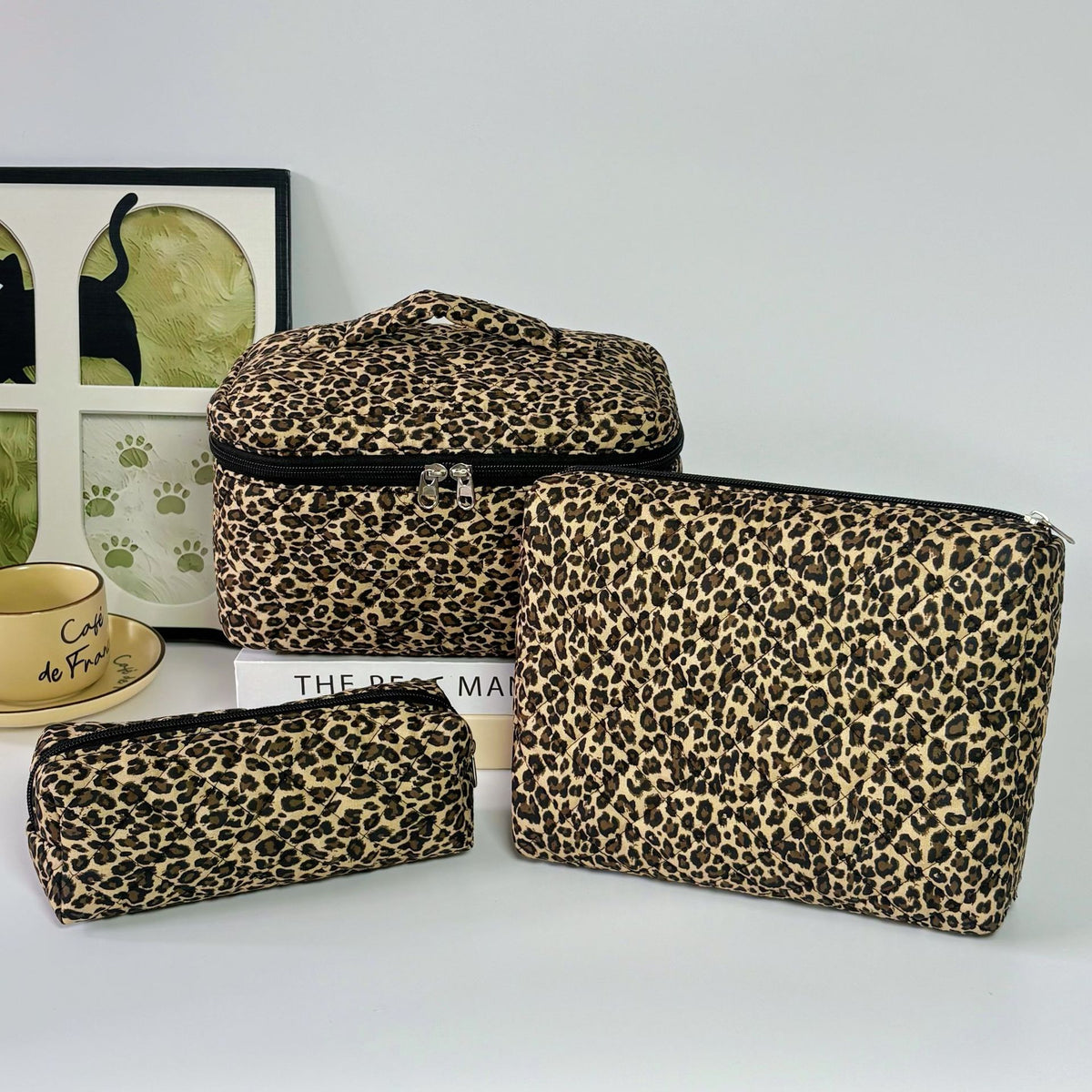Polyester Cotton Leopard Vertical Large Capacity Bags