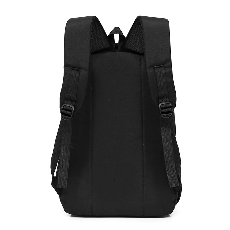 Simple Black College Nylon Waterproof Large Backpacks