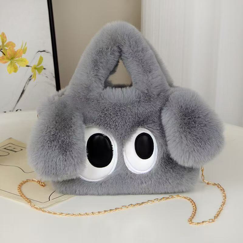 Children's Big Eye Dog Plush Chain Imitate Rex Rabbit Tote Bags
