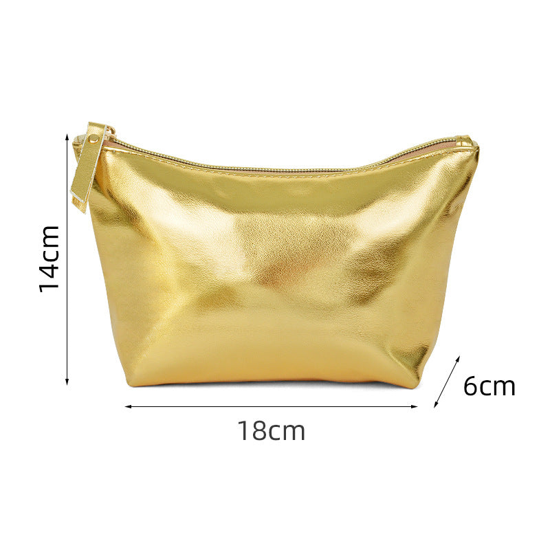 Golden Full Texture Portable Toiletry Good-looking Makeup Bag
