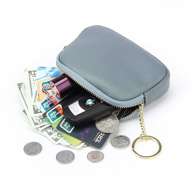Women's Layer Cowhide Candy Color Storage Mini Coin Purses