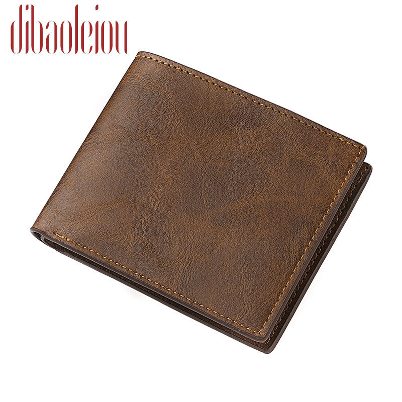 Men's Crazy Horse Leather Pattern Retro Fashion Men's Wallets