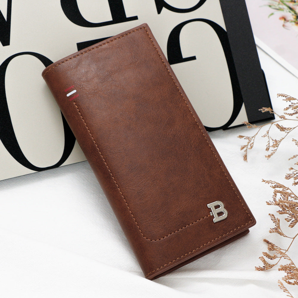 Women's & Men's Fashion Mid-length Three Fold Dollar Multi Slots Men's Wallet