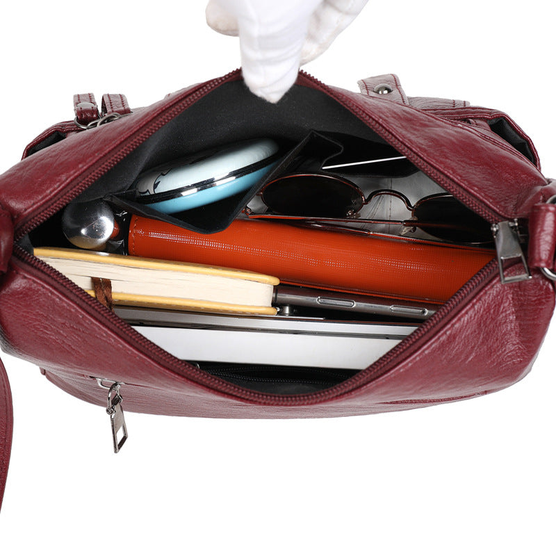 Women's Soft Leather Textured Fashion Large Capacity Shoulder Bags